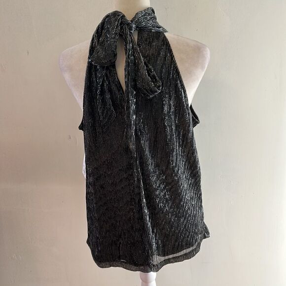 Nine West black metallic halter top with tie back Size M New - Picture 7 of 12